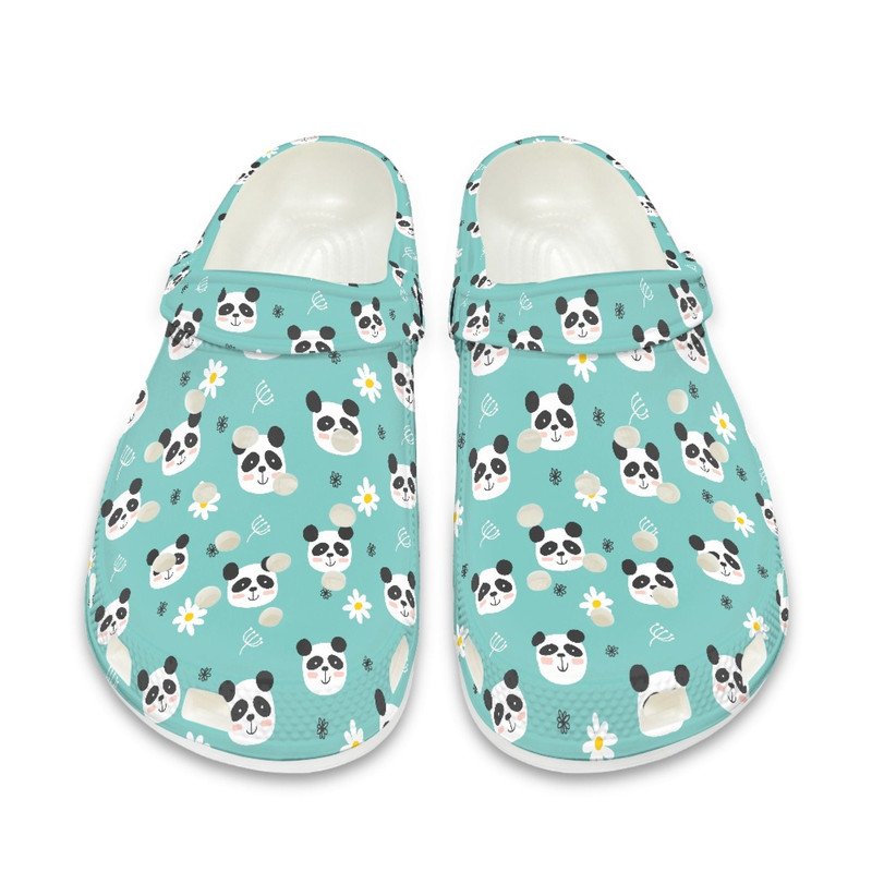 Blue Parent-child Panda Crocs , Cute Floral Child And Adult Clog Shoes , EU Size 29-48.jpg