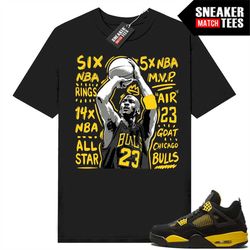 Thunder 4s shirts to match Sneaker Match Tees Black 'MJ Accolades Jumper'