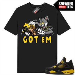 Thunder 4s shirts to match Sneaker Match Tees Black 'Got EM Cartoon'