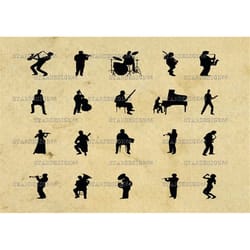 digital svg png jpg musician, singer, music, musical instruments, musical, band, silhouette, vector, clipart, instant do