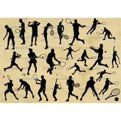 digital svg png jpg tennis, men, women, sport, ball, racket, silhouette, vector, clipart, instant download