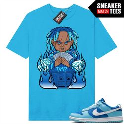 argon dunk low sneaker match tees aqua blue 'trap chucky'