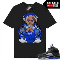 racer blue 5s to match sneaker match tees black 'trap chucky'