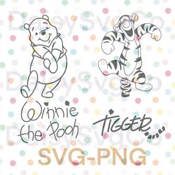 winnie the pooh and tigger inspired silhouettes and autographs svg.png. cricut