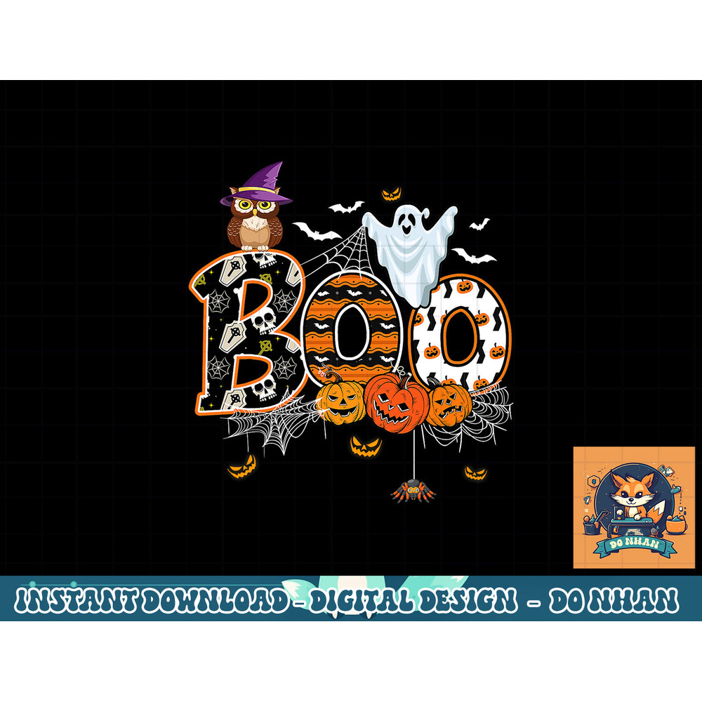 Boo Creepy Owl Pumpkin Ghost Funny Halloween Costume png, sublimation copy.jpg