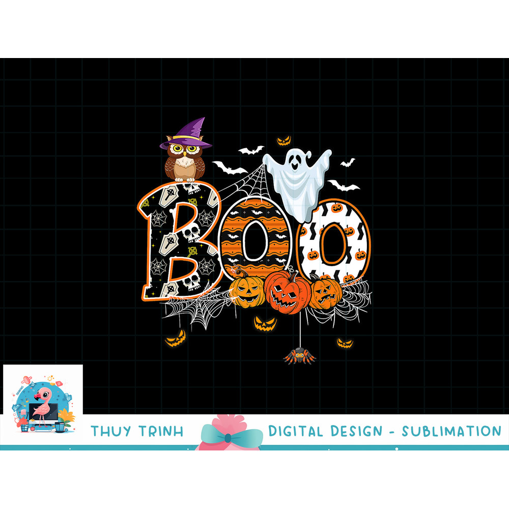 Boo Creepy Owl Pumpkin Ghost Funny Halloween Costume png, sublimation copy.jpg