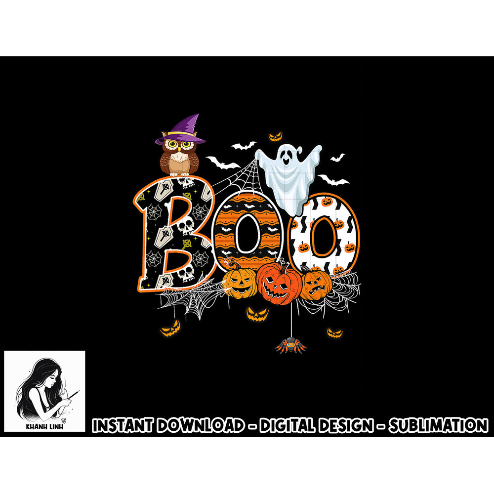 Boo Creepy Owl Pumpkin Ghost Funny Halloween Costume png, sublimation copy.jpg