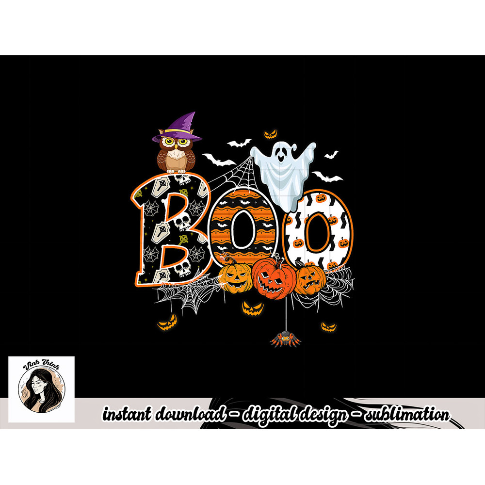 Boo Creepy Owl Pumpkin Ghost Funny Halloween Costume png, sublimation copy.jpg