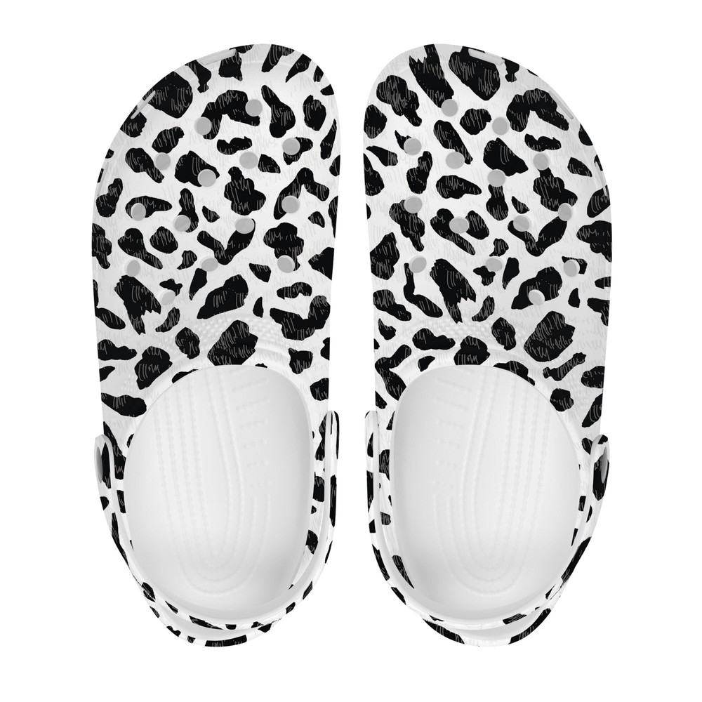 Crocs, Cow Print, Womens Crocs, Cow Hide Crocs, Black and White Clogs, Summer Shoes.jpg