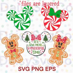 mickey & minnie christmas -peppermint swirl ears and gingerbread cookie -its the most wonderful time of the year mickey