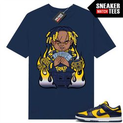 michigan dunk low to match sneaker match tees navy 'trap chucky'