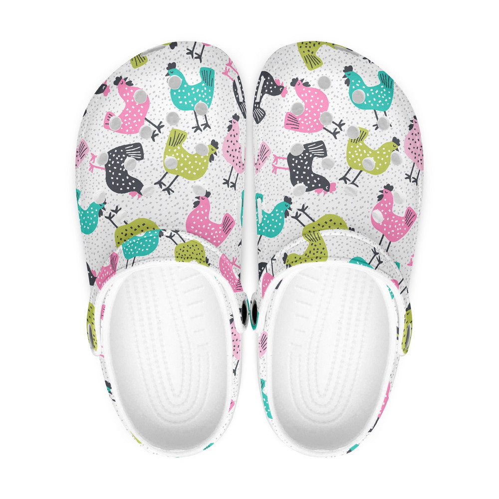 Colorful Chicken Clogs Crocs, Chickens Shoes Unisex, Farm Animals Slippers, Funny Summer Sandal, Chicken Lovers Gift.jpg