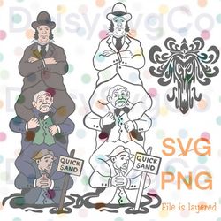 stretching portrait inspired, haunted mansion,guys in quicksand silhouette, png, svg, cut file for cricut