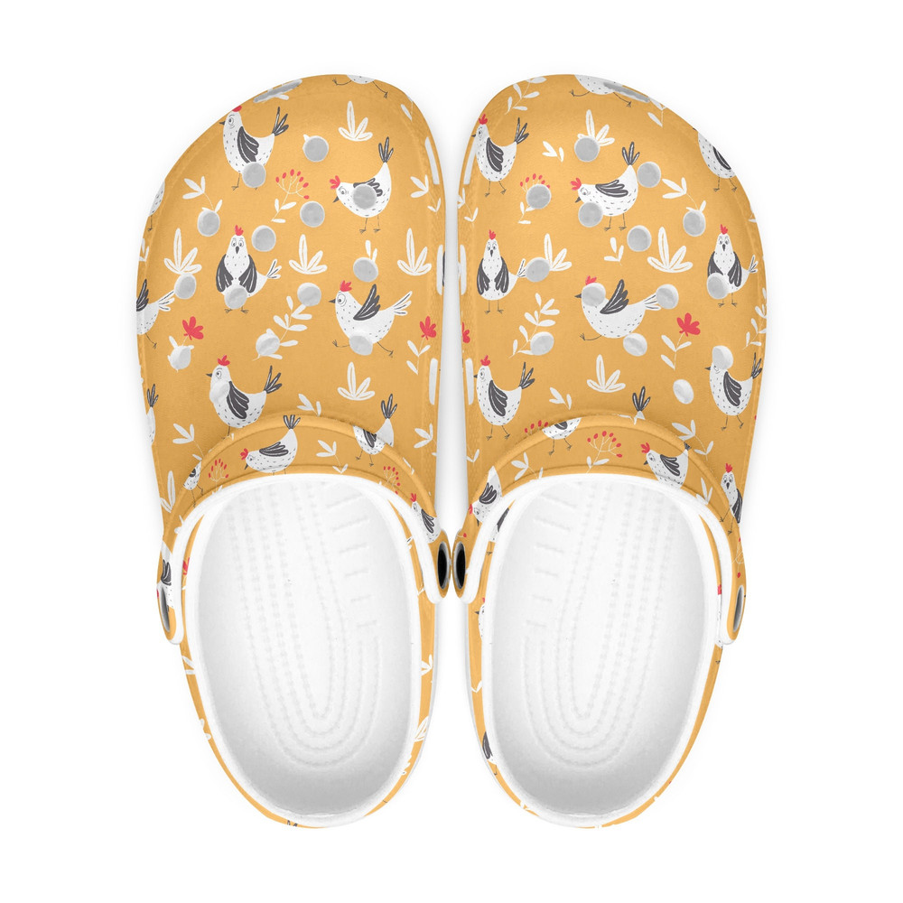 Unisex adult men's and women's chicken clogs, chicken shoes slippers, farm animals, chicken lover gift.jpg