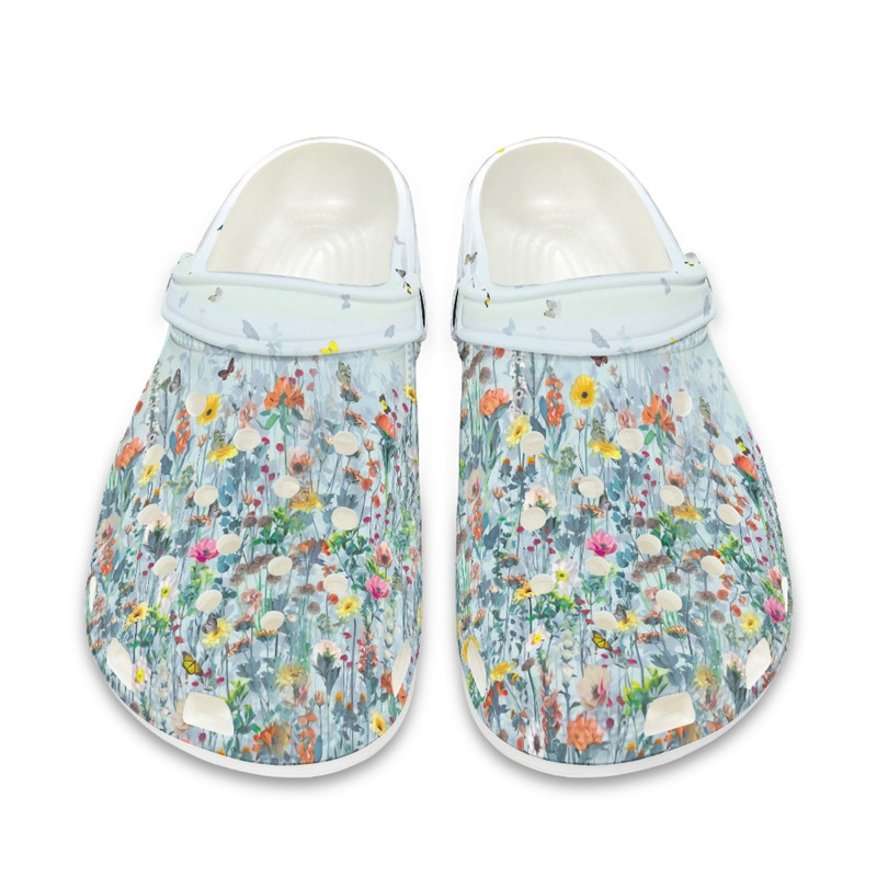 Butterfly And Floral Crocs Shoes , Mother's Day Gift Ideas , Oil Painting Daisy Slippers For Her , Can Be Personalised , EU Size 36-48.jpg