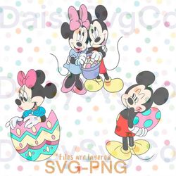 mickey, minnie inspired easter egg layered svg, png, cricut cut file
