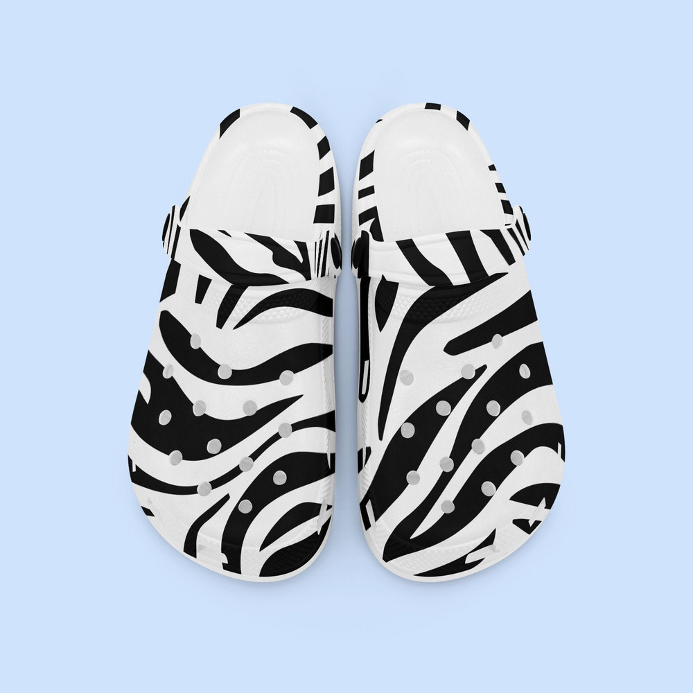 Crocs with Zebra Print  Clogs  Nurse clogs  Slip-ins  Mules  Comfortable shoes for gardening and in-house activities.jpg
