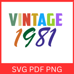 vintage 1981 retro svg|vintage 1981 svg design |vintage 1981 sublimation designs|printable art |digital download
