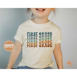 Back to School Shirt, First day of First Grade Shirt for Girls, Boys, Groovy, Retro, Toddler Shirt 5792