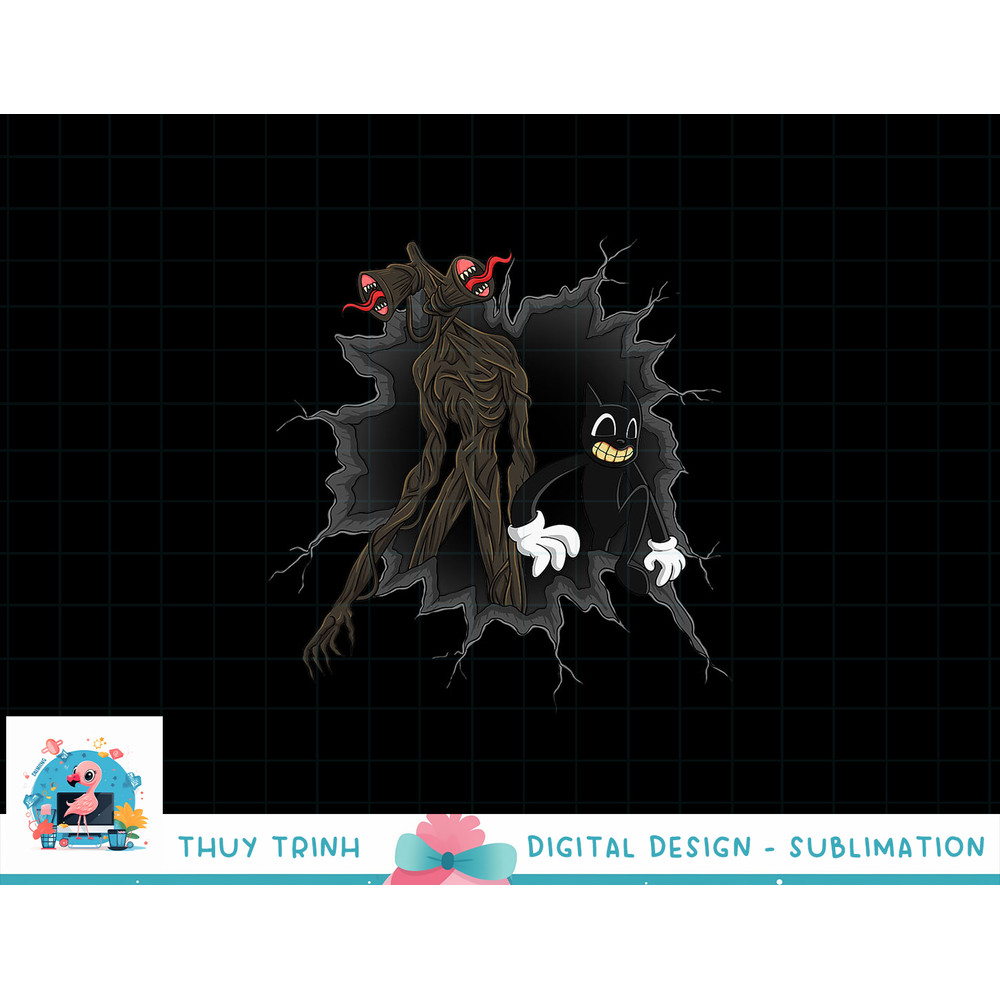 Cartoon Cat and Siren Head Creepy Horror Character Torn png, sublimation copy.jpg