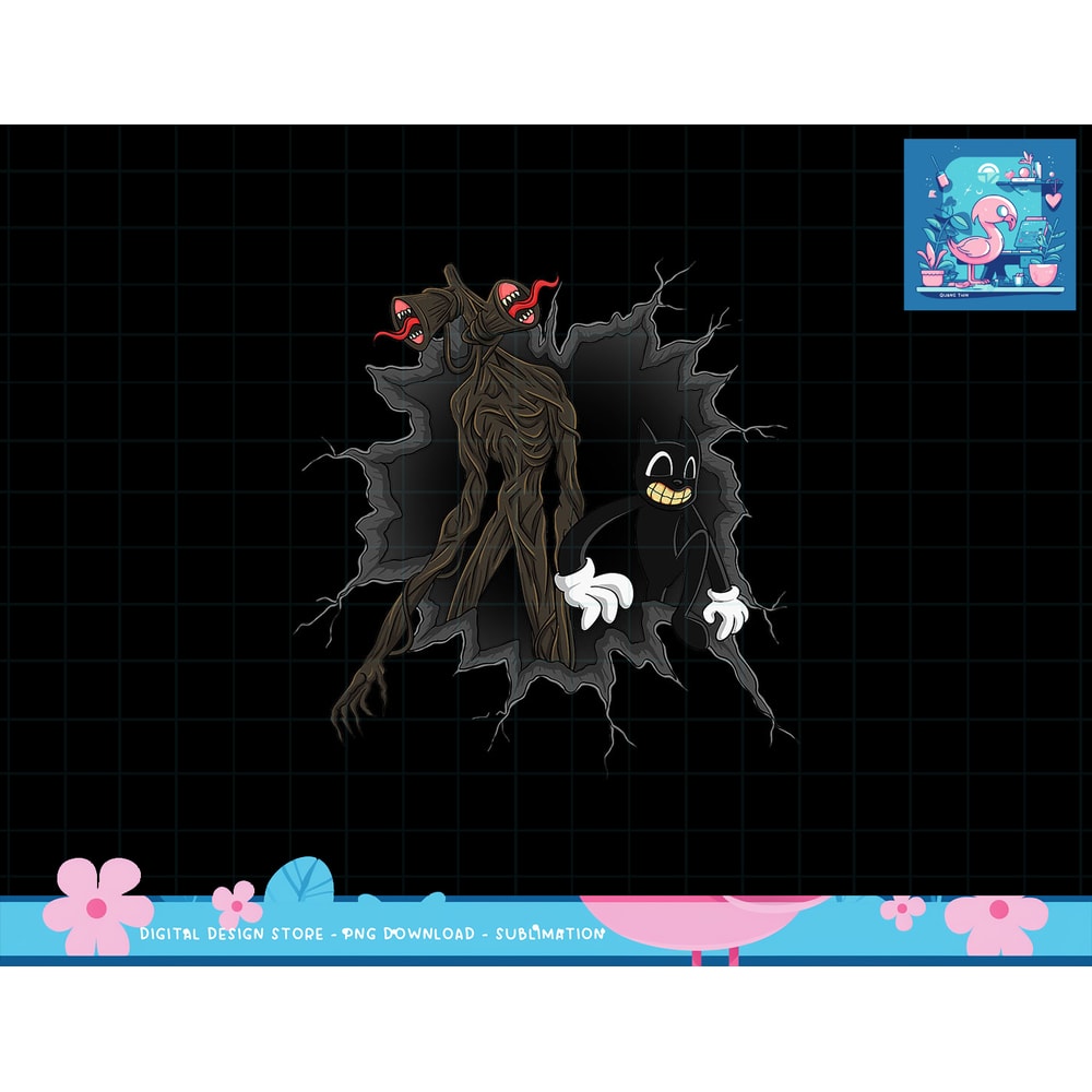 Cartoon Cat and Siren Head Creepy Horror Character Torn png, sublimation copy.jpg