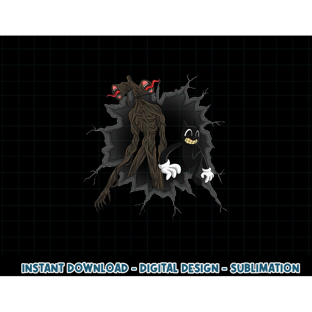 Cartoon Cat and Siren Head Creepy Horror Character Torn png, sublimation copy.jpg