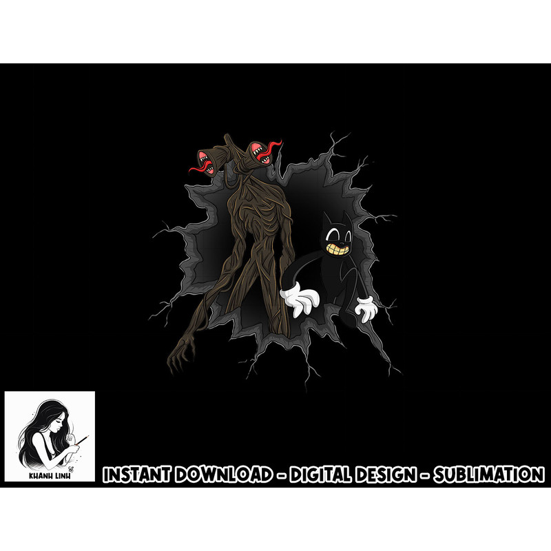 Cartoon Cat and Siren Head Creepy Horror Character Torn png, sublimation copy.jpg