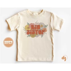 big sister toddler shirt - boho floral kids pregnancy announcement shirt - sibling natural toddler & youth tee 5765