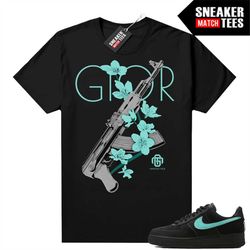 Tiffany Force 1s Shirts to match Sneaker Match Tees Black 'Gior AK Floral'