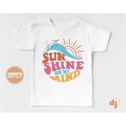 toddler t-shirt - sunshine on my mind kids retro tshirt - summer adventure natural infant, toddler & youth tee 5736