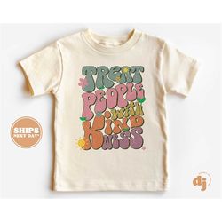 toddler t-shirt - treat people with kindness kids retro tshirt - retro natural infant, toddler & youth tee 5718