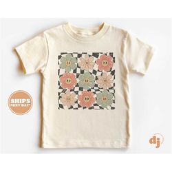 toddler t-shirt - retro flowers kids retro tshirt - retro natural infant, toddler & youth tee 5716