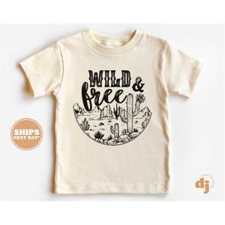 toddler t-shirt - wild and free floral bear kids retro tshirt - retro natural infant, toddler, youth & adult tee 5708