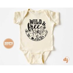 baby onesie - wild & free bodysuit - flower retro natural onesie 5708