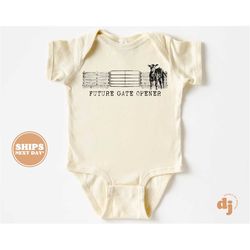 Baby Onesie - Future Gate Opener Bodysuit - Future Western Baby Boy Retro Natural Onesie 5685
