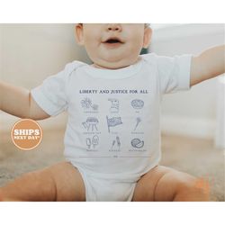 Baby Onesie - Liberty and Justice for All Bodysuit - Funny Western Baby Retro Natural Onesie 5687