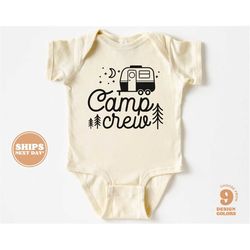 baby onesie - camp crew bodysuit - cute retro gender neutral natural onesie 5678-c
