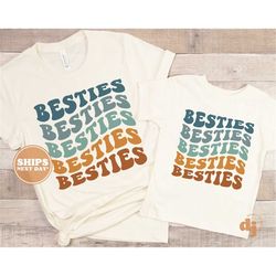 besties toddler shirt - bff retro blue kids shirt - sibling daddy and me natural infant, toddler & youth tee 5695