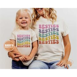 besties toddler shirt - bff retro kids shirt - sibling mommy and me natural infant, toddler & youth tee 5694