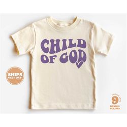 christian shirts for kids - jesus shirt - child of god retro natural infant, toddler & youth tee 5692-c