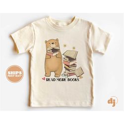 toddler t-shirt - book lover teddy bear kids retro tshirt - retro natural infant, toddler & youth tee 5691