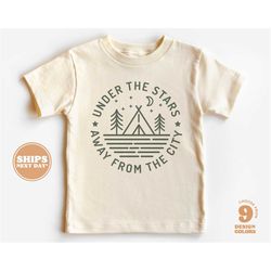 kids summer shirt - under the stars away from the city kids retro tshirt - summer retro natural infant, toddler, youth &