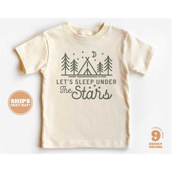 kids summer shirt - let's sleep under the stars kids retro tshirt - summer retro natural infant, toddler, youth & adult