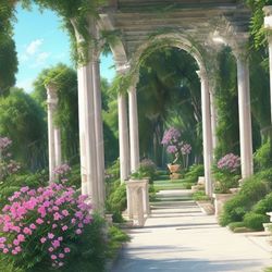 greek portico garden 43 seamless tileable repeating pattern