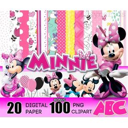 minnie mouse digital paper, minnie png, minnie mouse clipart, minnie mouse cake topper, minnie shirt, minnie mouse birth