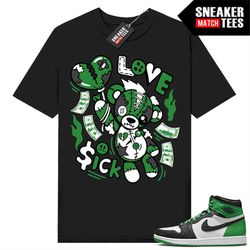 lucky green 1s sneaker match tees black 'love sick bear'