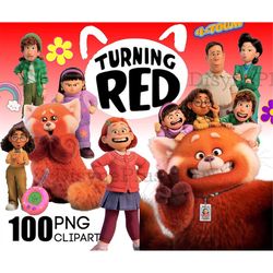 turning red clipart png, digital download, turning red birthday, turning red shirt, 4 town logo, clip art turning red,