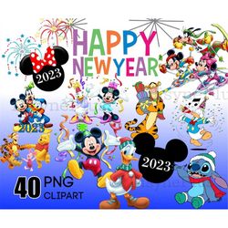 new year mickey mouse 2023 clipart kids new year's eve png celebration minnie mouse clip art winnie the pooh winter prin