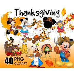 mickey mouse thanksgiving clipart, kids thanksgiving png, minnie mouse autumn fall clip art, winnie pooh fall printable