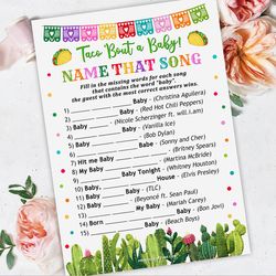 Name That Baby Song Taco Baby Shower Game, Taco Bout Baby Shower Guessing Song Name Game, Name Song Taco Bout a Baby